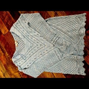 Women’s Small Pink Rose Light Blue Sweater